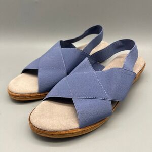 Charleston Shoe Co Cannon Blue Elastic Strappy Wedge Sandals Womens 8 147 1292